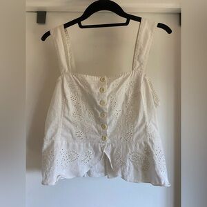 White Eyelet Button-Up Women's Top